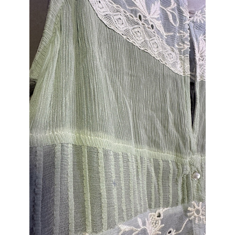 Boho Sheer Embroidered Top Sleeveless Beaded Lace Tiny by Anthropologie Size M - Picture 2 of 14
